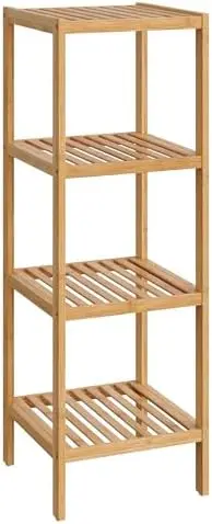 4-Tier Bamboo Shelf, Freestanding Bathroom Storage Rack