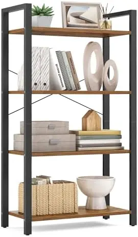 4-Tier Bookshelf, Bookcase with Shelves, Storage Shelf, Living Room