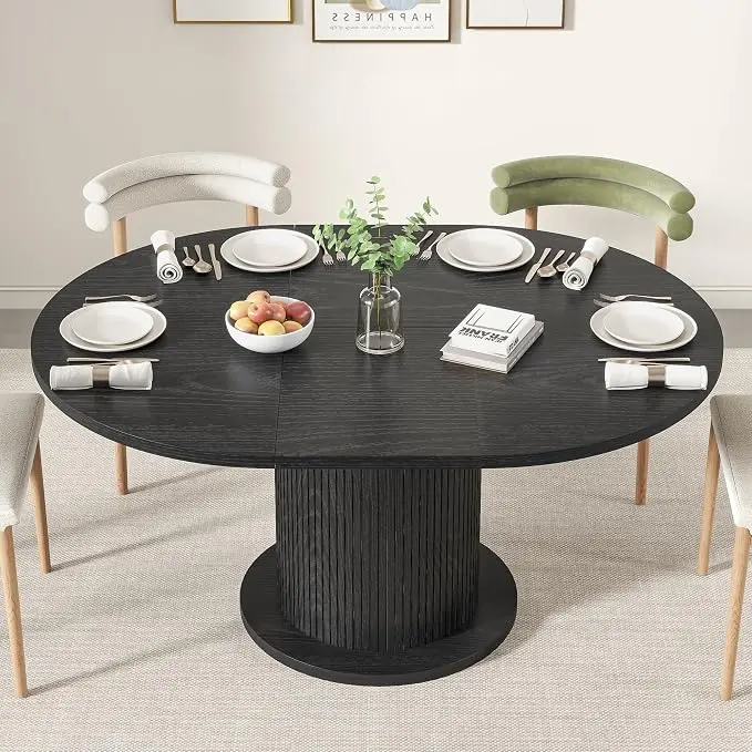 43.3 inch 59 inch Adjustable Size Round Dining Table