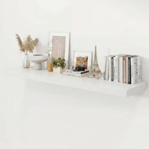 48" White Floating Shelves 12inch Deep Wall Shelf, Set of 1