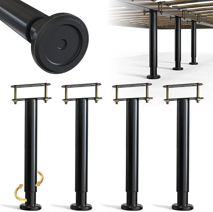 4Pcs Bed Frame Support Leg, Adjustable 14" to 23.6", Increase Under-Bed Storage