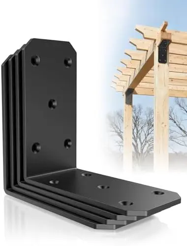 5 Inch Heavy Duty L Brackets, 90 Degree Bracket, Black-4 Pcs