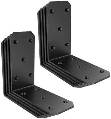 5 Inch Heavy Duty L Brackets, 90 Degree Bracket, Black-8 Pcs