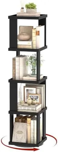 5-Tier 360°Rotating Bookshelf, Narrow Book Shelf, Corner Bookcase
