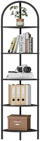 5-Tier Arched Corner Shelf Stand, Wall Corner Bookshelf