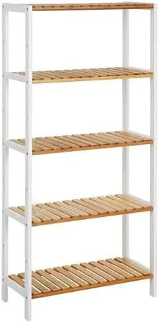 5-Tier Bamboo Shelf, Freestanding Bathroom Storage Rack
