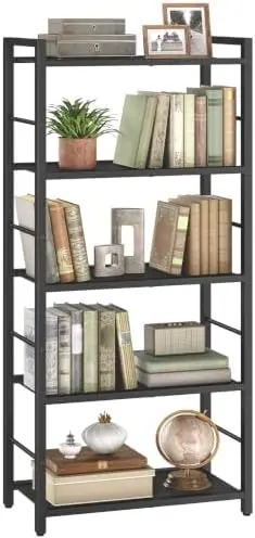 5-Tier Bookshelf, Standing Tall Bookcase, Vertical Storage Shelf