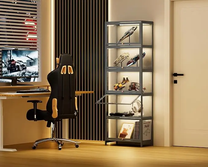 5-Tier Clear Display Cabinet
