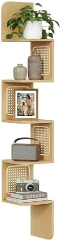 5-Tier Corner Shelf, Wall Mounted Floating Shelf, Boho Wall Decor