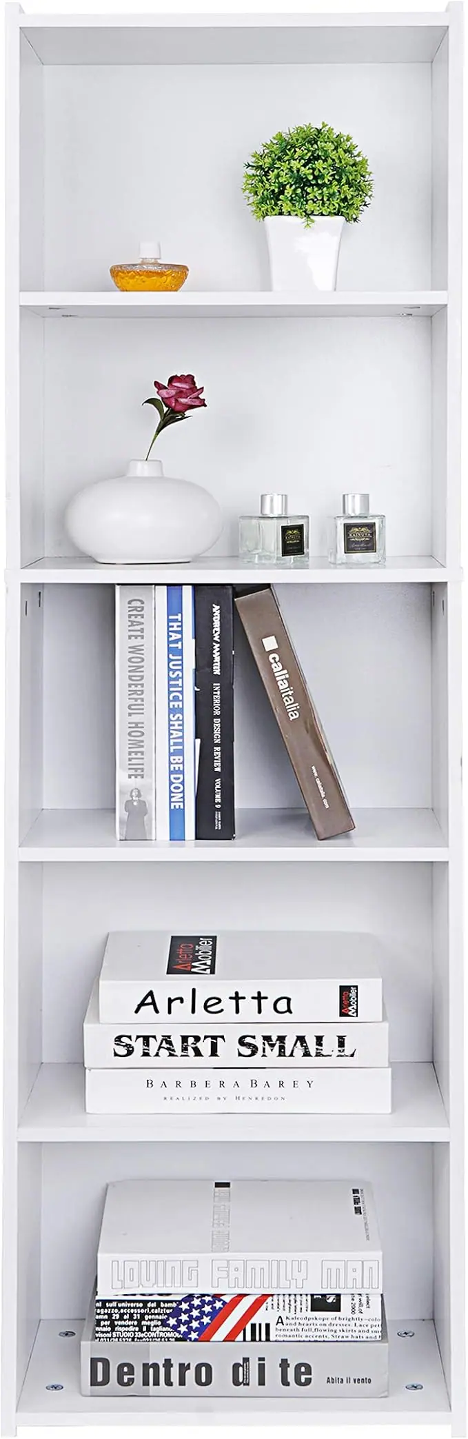 5 Tier Open Bookshelf, 52 Inch Bookcase Storage Rack