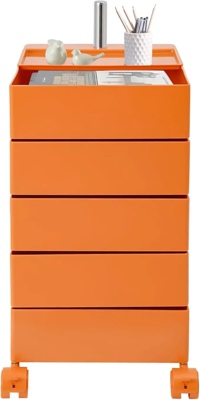 5 Tier Storage Cabinet, 360° Rotating Sofa Side Cabinet, Mobile Bedside Table