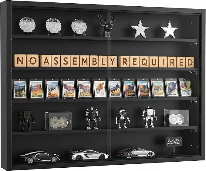 5-Tier Wall Mounted Display Cabinet, No Assembly Required Ready to Use Out of