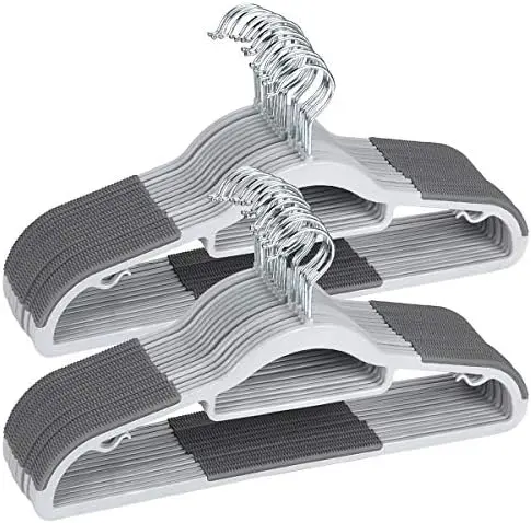 50 Pack Plastic Clothes Hangers, Non-Slip, Space-Saving, Heavy Duty