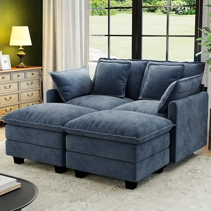 58" Cloud Couch Loveseat, Deep Seat Modular Sectional Sofa