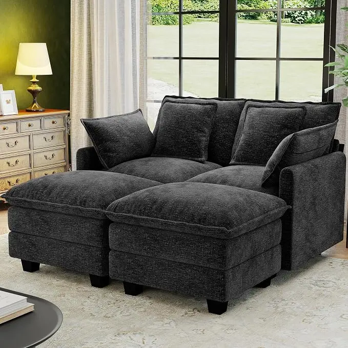 58" Cloud Couch Loveseat, Deep Seat Modular Sectional Sofa