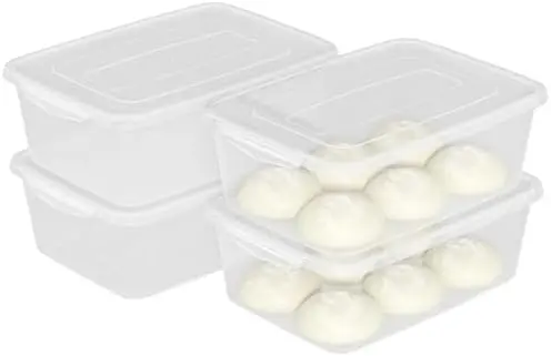6.5 Quart Clear Plastic Storage Container, Pizza Dough Box, 4 Packs