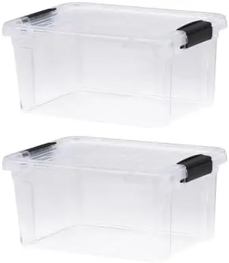 6.6 Quart Clear Plastic Storage Boxes with Lids, Stackable Organizer Containers, BPA-Free Storage Bins for Home, Office, School & Dorm, 2 Pack
