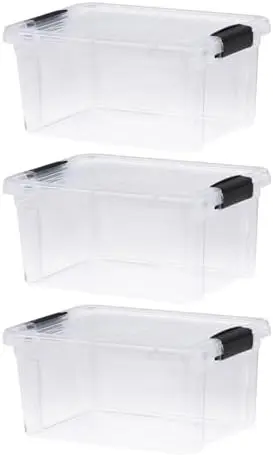 6.6 Quart Clear Plastic Storage Boxes with Lids, Stackable Organizer Containers, BPA-Free Storage Bins for Home, Office, School & Dorm, 3 Pack