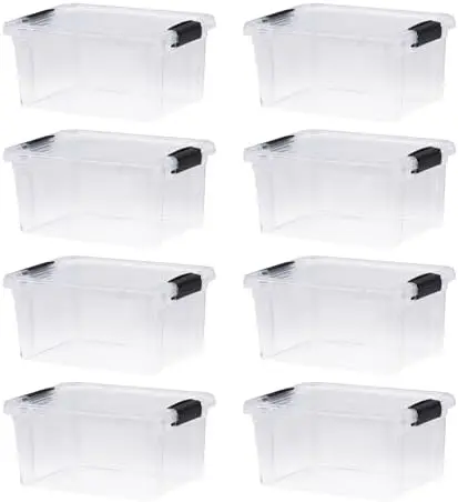 6.6 Quart Clear Plastic Storage Boxes with Lids, Stackable Organizer Containers, BPA-Free Storage Bins for Home, Office, School & Dorm, 8 Pack