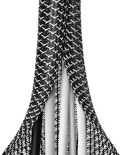6.6ft 1 inch Cable Sleeve, Black - White