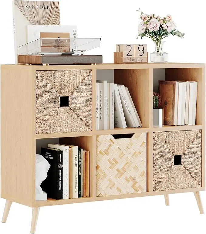 6 Cube Storage Organizer, Wood Bookcase