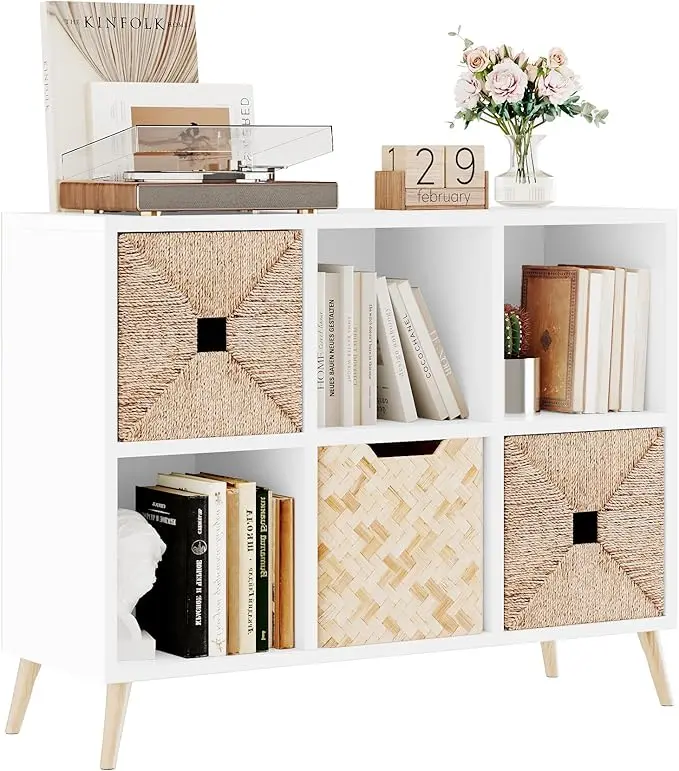 6 Cube Storage Organizer, Wood Bookcase