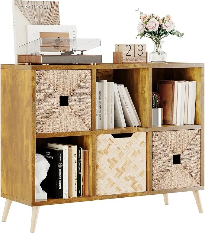 6 Cube Storage Organizer, Wood Bookcase