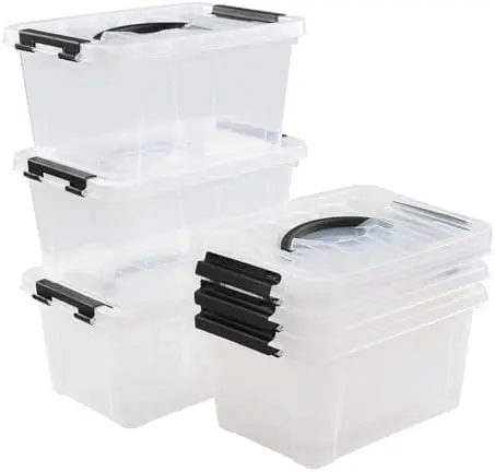6 Liter Plastic Storage Box, Clear Storage Bin with Lids Set of 6