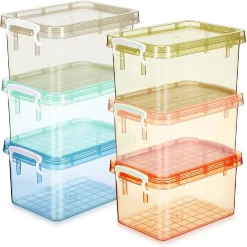 6 Pack Colorful Plastic Storage Bins with Lids, Pastel
