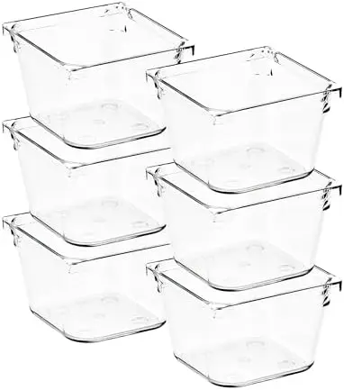 6 Pack Drawer Organizers, 3"X 3" Clear Acrylic Storage Bins