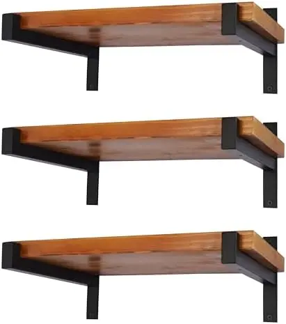 6 Pack Heavy Duty Shelf Brackets with Lip 4 Inch Black