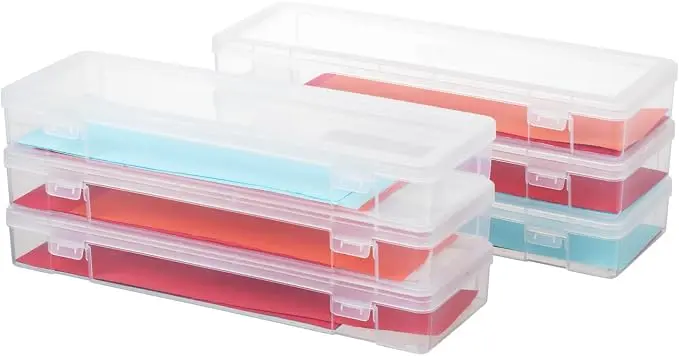 6 Pack Large Plastic Hobby Art Craft Organizer,Storage Containers | Stackable Design, Clear, Latching Lid, High-Grade Material, for Pencil Box, for Crayon