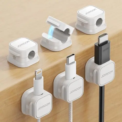 6 Pack Magnetic Cable Clips, Cord Organizer Adhesive Wire Holder