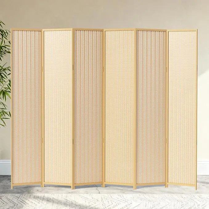 6 Panel Room Divider and Extra Wide Folding Privacy Screen, 94.5" W x 67" H