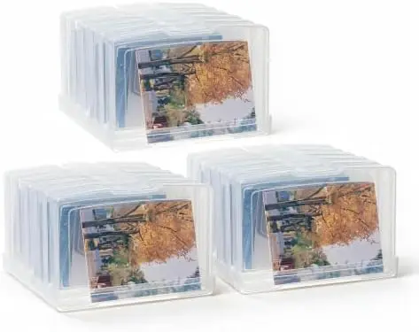 6 Pcs 4"x6" Plastic Photo Storage Boxes with Tray (Clear 3Pack)