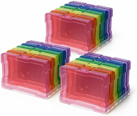 6 Pcs 4"x6" Plastic Photo Storage Boxes with Tray (Color 3Pack)