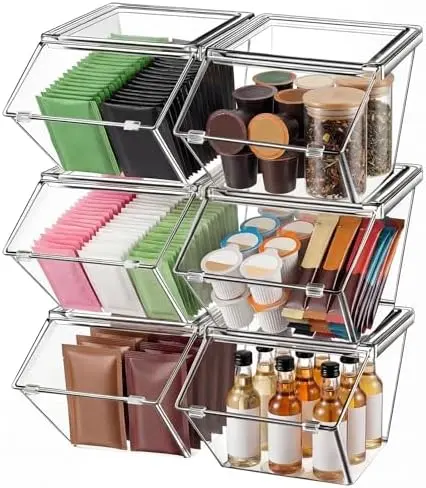6 Pcs Clear Stackable Storage Bins with Lids, Extra Large
