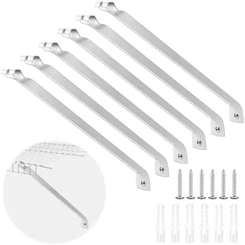6 Pcs Wire Shelf Support Brackets, 12 Inch Wide Closet Shelving
