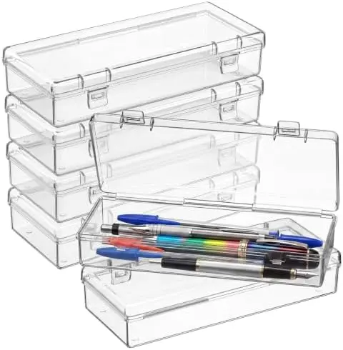 6 Pieces Small Clear Plastic Storage Box, 6.1 x 2.6 x 1.2 Inch