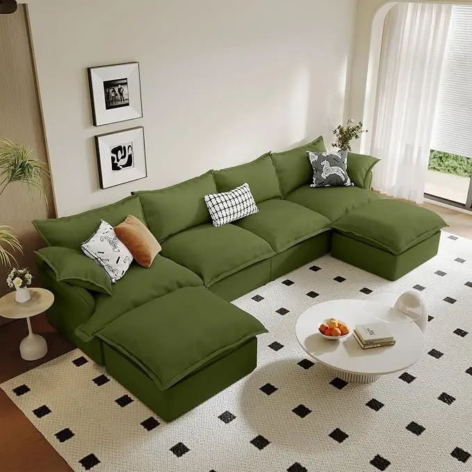 6 Seat U Shape Modular Sectional Couch Sofa