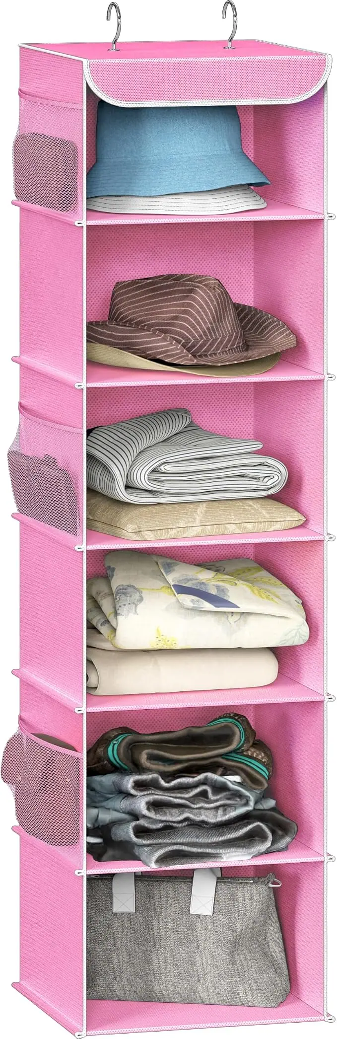 6 Shelf Hanging Closet Organizer, Pink