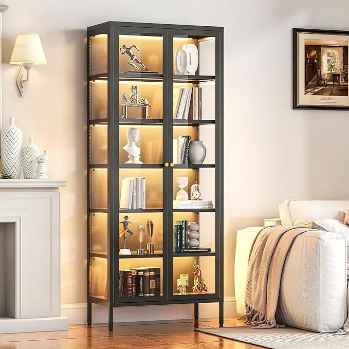 6-Tier Glass Display Cabinet