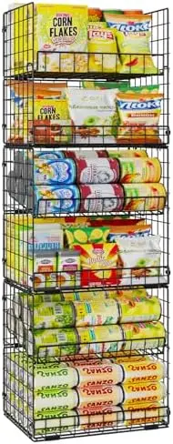 6-Tier XXL Stackable Wire Basket, Snack Organizer for Countertop