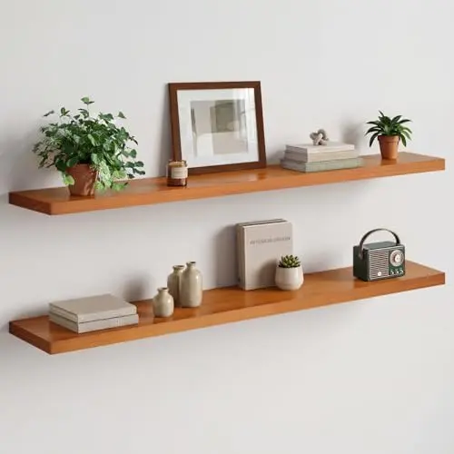 60 Inch Floating Shelves, High-End Solid Pine Wood, Set of 2