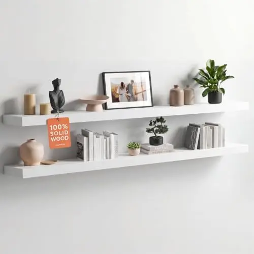 60 Inch Floating Shelves, High-End Solid Pine Wood, Set of 3