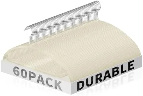 60 Pack Beige Velvet Hangers