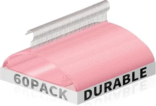 60 Pack Pink Velvet Hangers