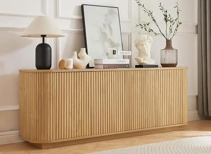 64'' Fluted TV Stand for TVs up to 75'', Modern Long Media Console