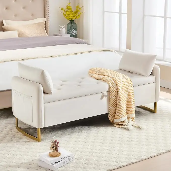 65" End of Bed Storage Bench, Velvet Storage Bench