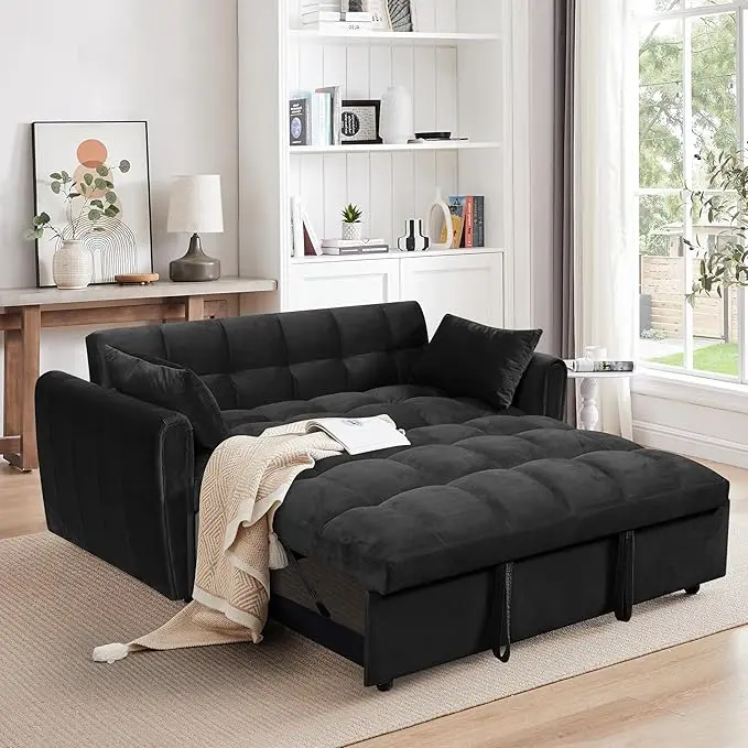65 Inch Convertible Sleeper Sofa, 3-in-1 Sleeper Loveseat